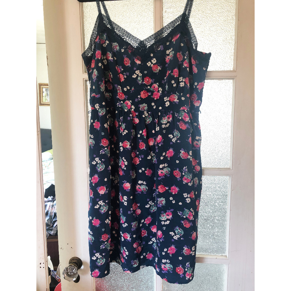NWT Floral and Lace Dress with Smocked Back